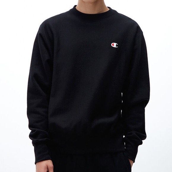 Champion Reverse Weave Crew Neck Sweatshirt Black - Picture 14 of 14